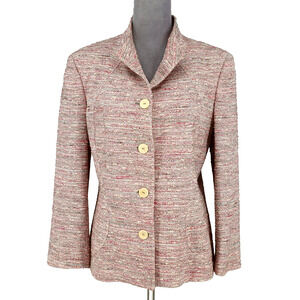 Zanella Jacket Womens 12 Pink Tweed Lined Pockets Blazer Made in Italy Career